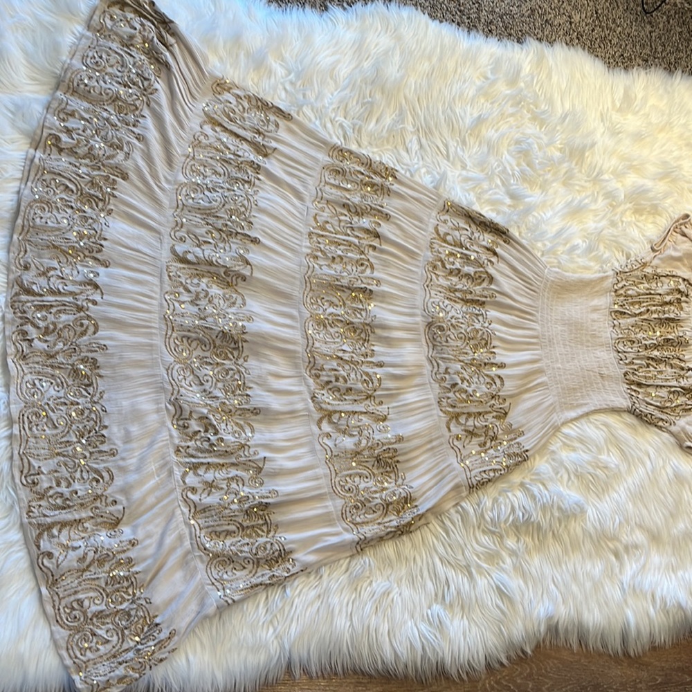Boston Proper Bamboo Sequin Peasant Maxi Dress - Picture 11 of 15